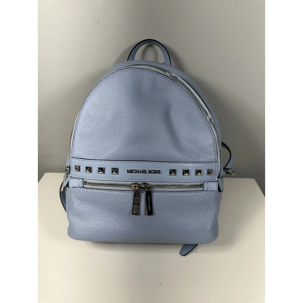 Michael Kors Kenly Medium Light Sky Leather Backpack Pebble‎